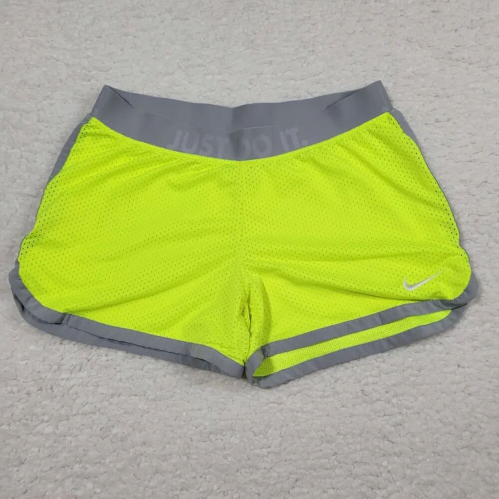 Nike Women's Small Neon Yellow Dri-fit Just Do It Running Mesh Shorts
